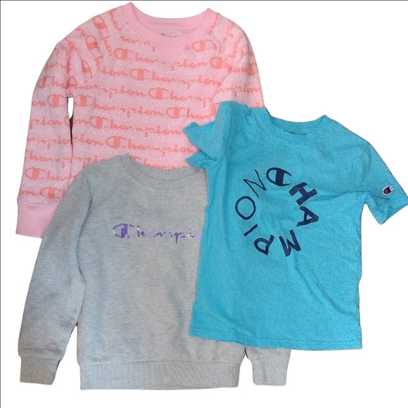 Champion Pink and Gray Sweatshirts Text - Picture 1 of 10